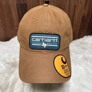 Carhartt Force Texas Patch Hat Cap Brown; Blue Logo Dad Strapback Adjustable NWT